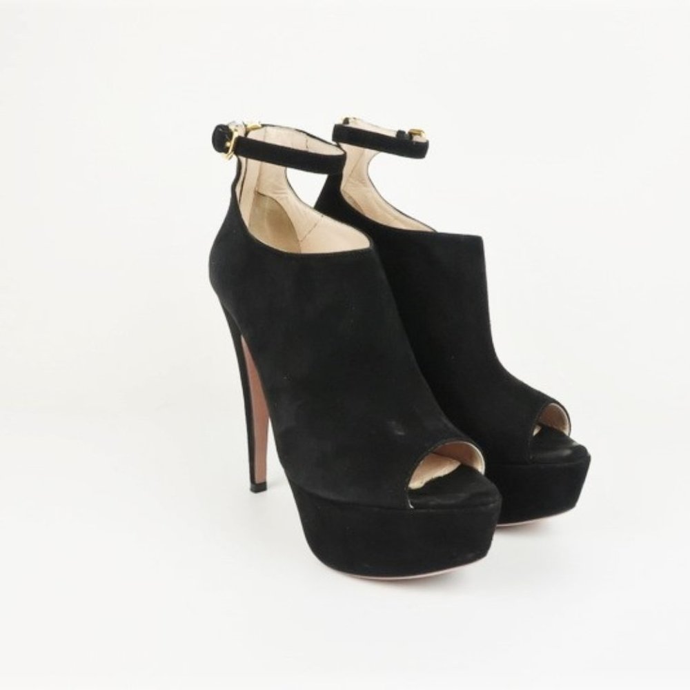 Prada Peep Toe Platform Ankle Bootie Heel - Picture 4 of 8